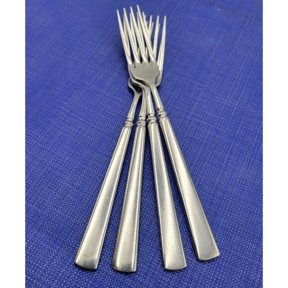 Oneida CUBE EASTON Glossy Dinner Fork Stainless Flatware Set of 4 - Picture 1 of 7